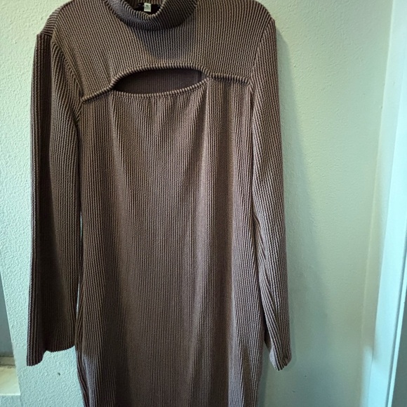 White Birch Pink Asymmetrical Cowl Neck Sweater Dress - Picture 2 of 4